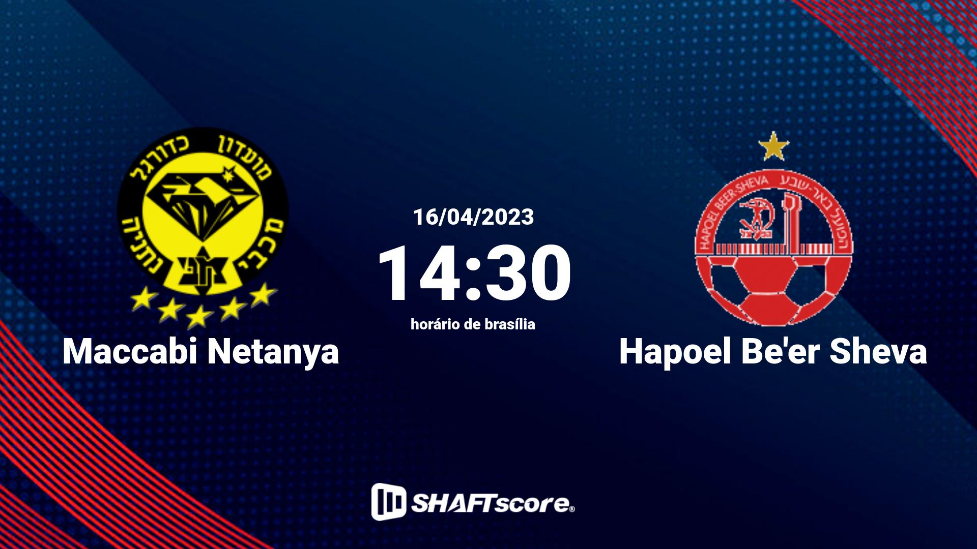 Estatísticas do jogo Maccabi Netanya vs Hapoel Be'er Sheva 16.04 14:30