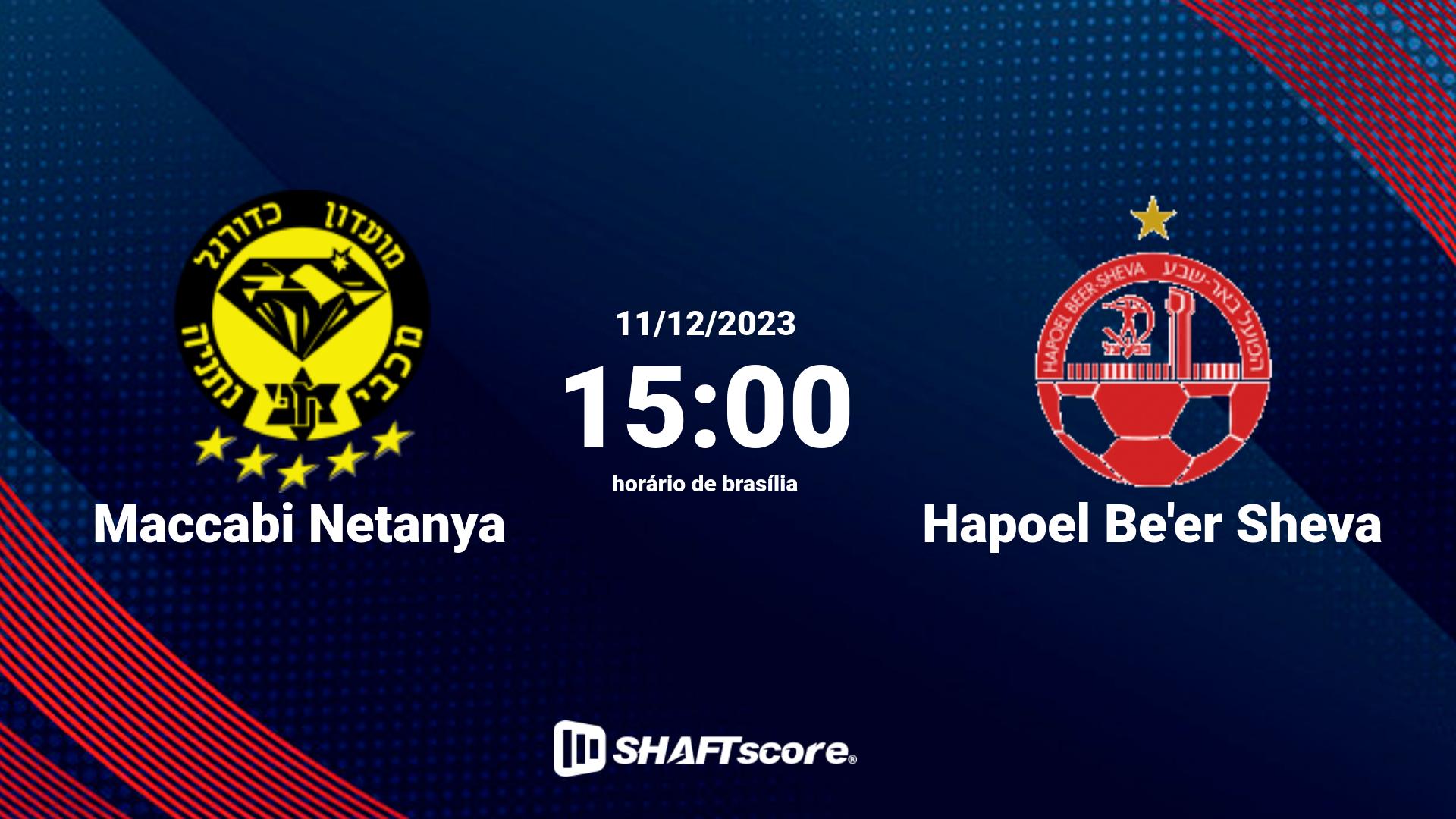 Estatísticas do jogo Maccabi Netanya vs Hapoel Be'er Sheva 11.12 15:00