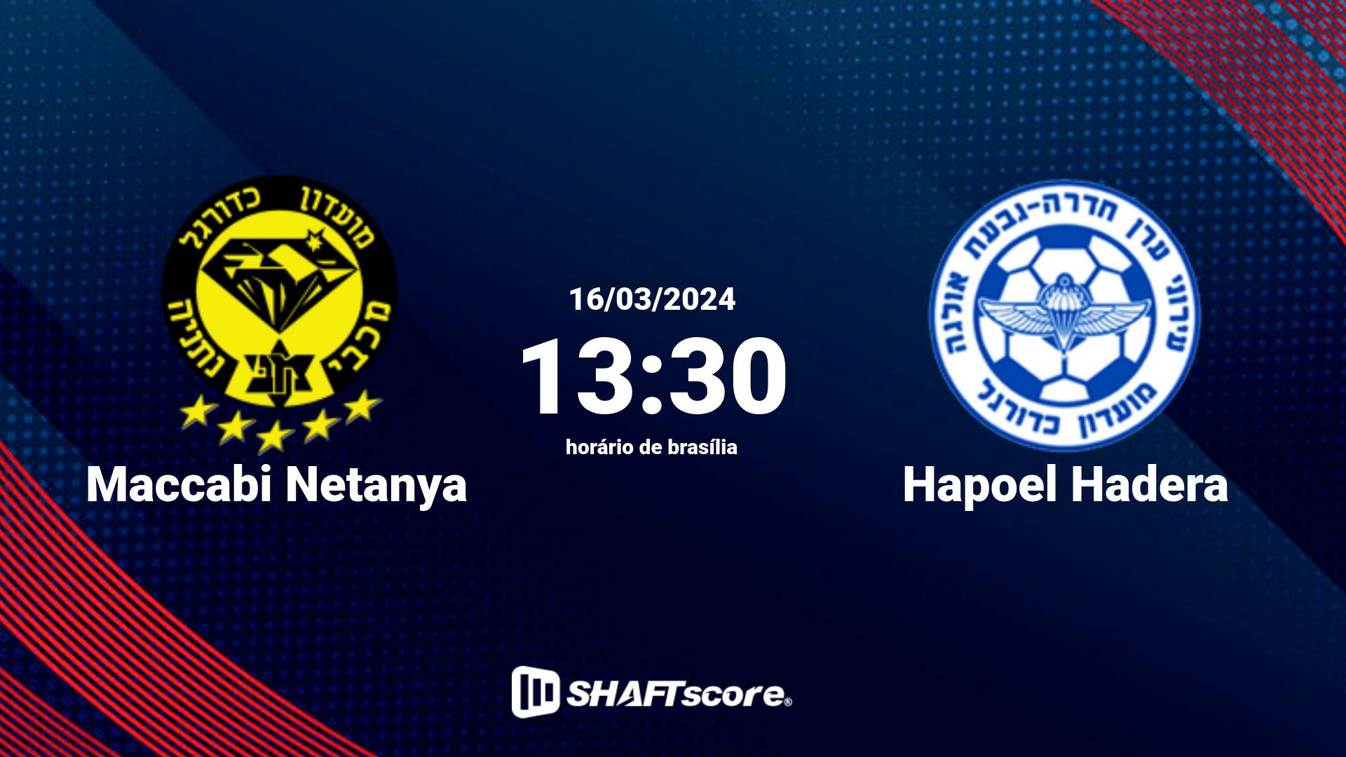 Estatísticas do jogo Maccabi Netanya vs Hapoel Hadera 16.03 13:30