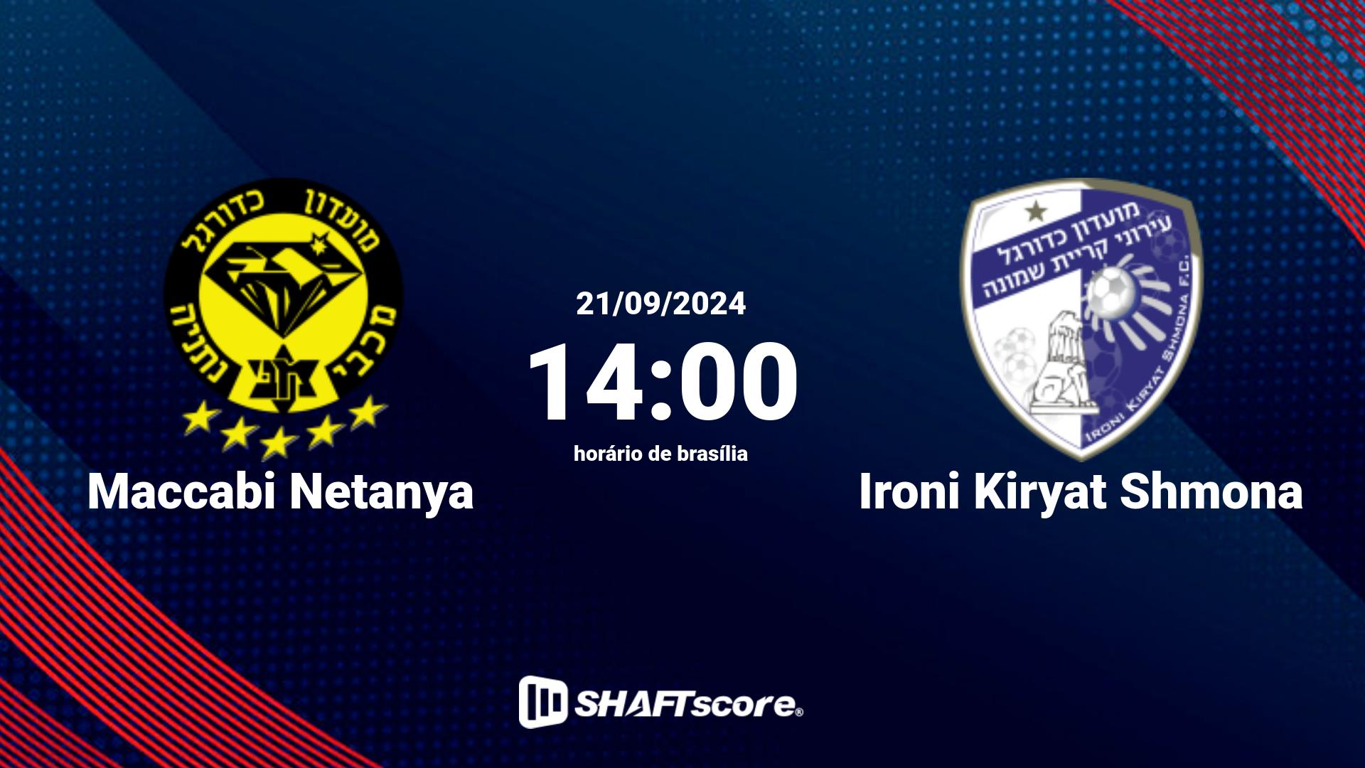 Estatísticas do jogo Maccabi Netanya vs Ironi Kiryat Shmona 21.09 14:00