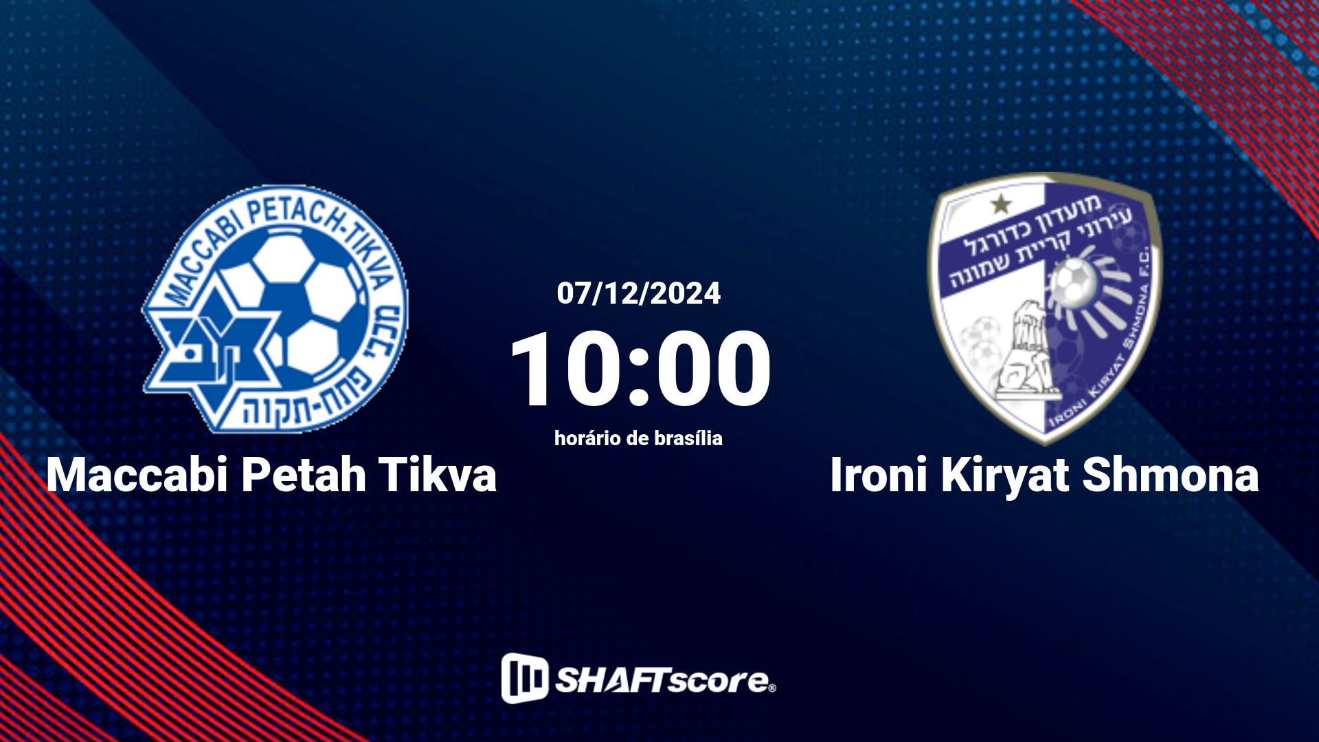 Estatísticas do jogo Maccabi Petah Tikva vs Ironi Kiryat Shmona 07.12 10:00