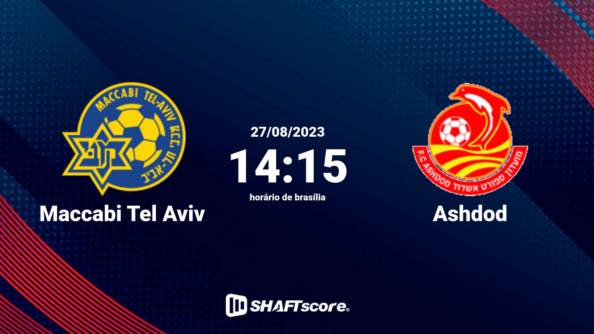 Estatísticas do jogo Maccabi Tel Aviv vs Ashdod 27.08 14:15