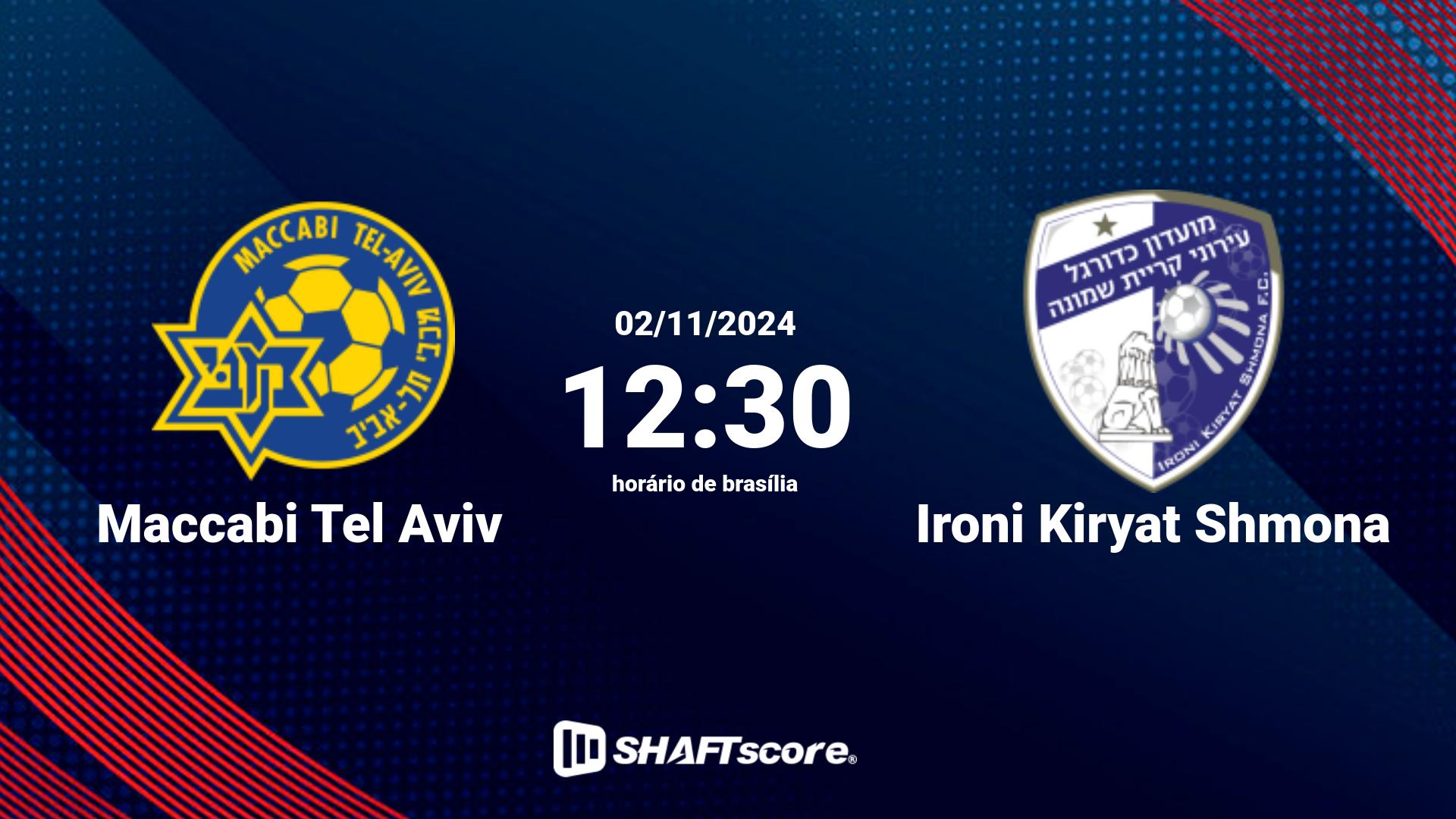 Estatísticas do jogo Maccabi Tel Aviv vs Ironi Kiryat Shmona 02.11 12:30