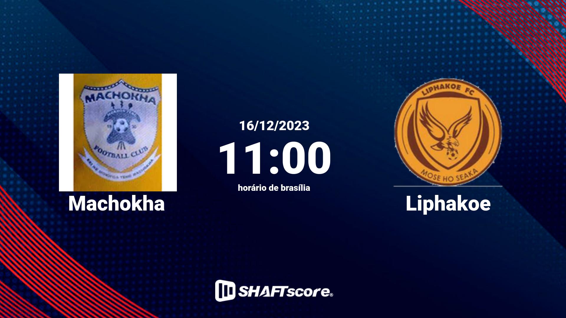 Estatísticas do jogo Machokha vs Liphakoe 16.12 11:00