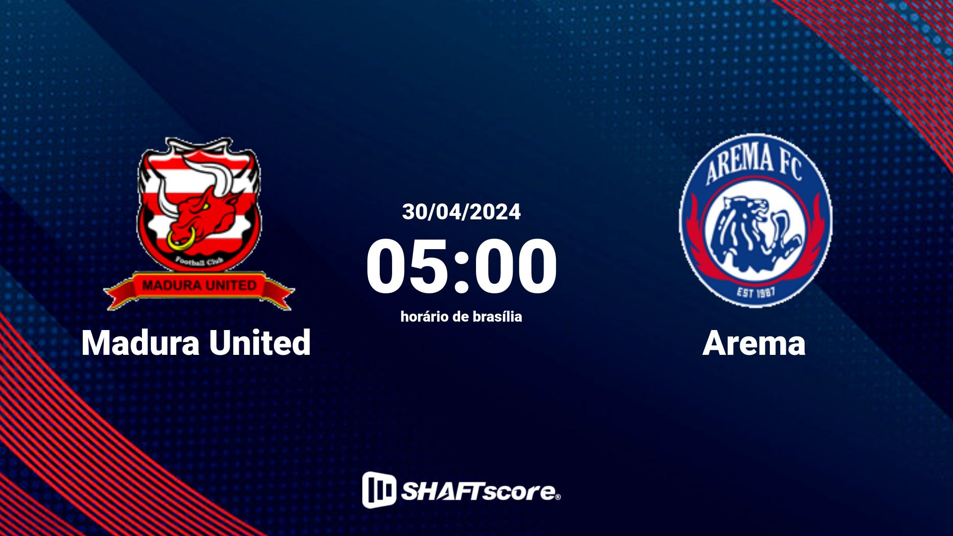 Estatísticas do jogo Madura United vs Arema 30.04 05:00