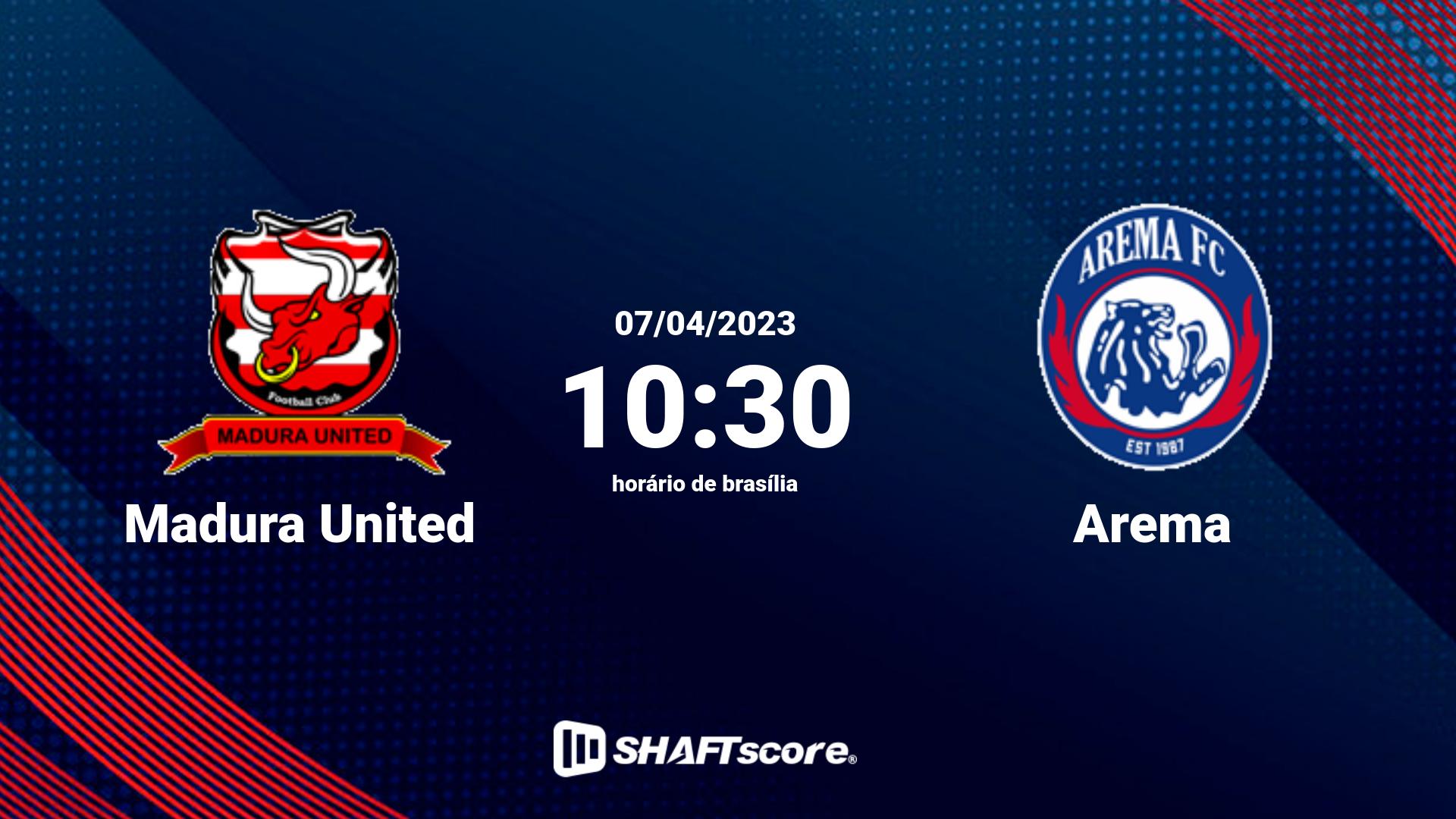 Estatísticas do jogo Madura United vs Arema 07.04 10:30