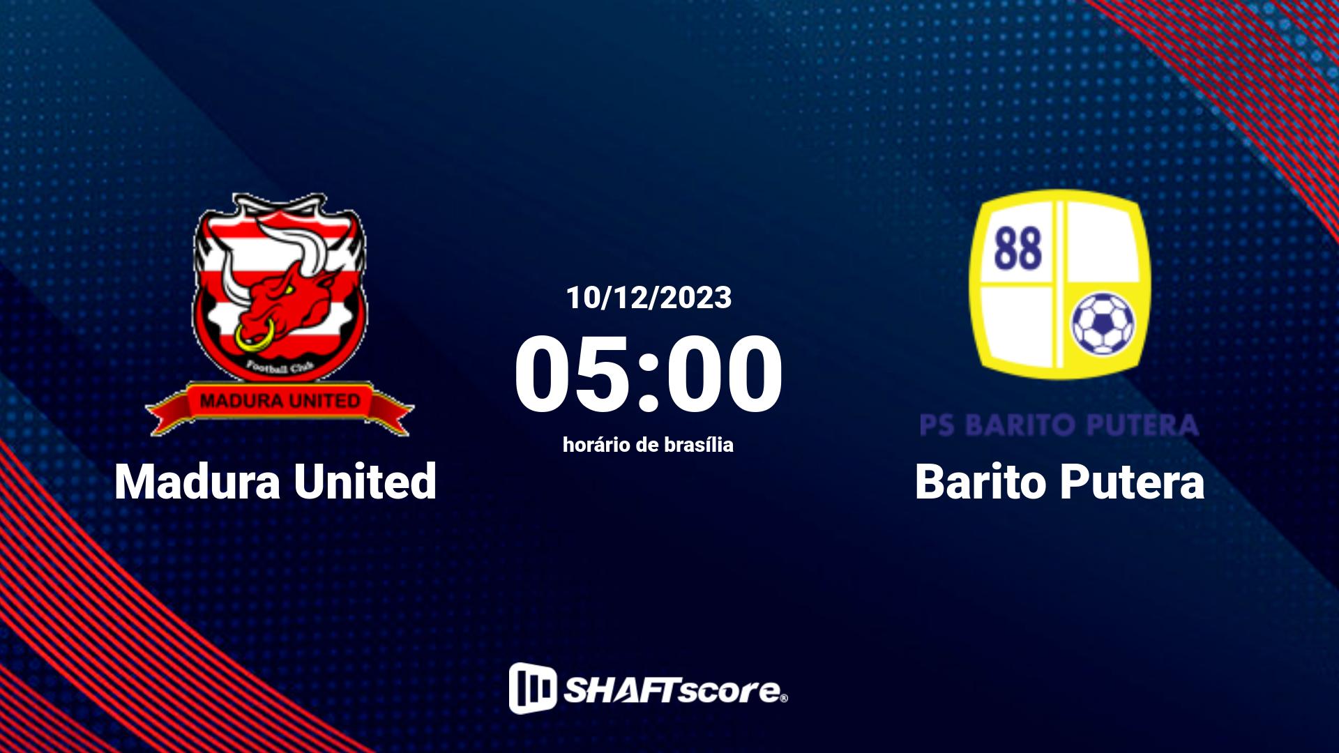 Estatísticas do jogo Madura United vs Barito Putera 10.12 05:00