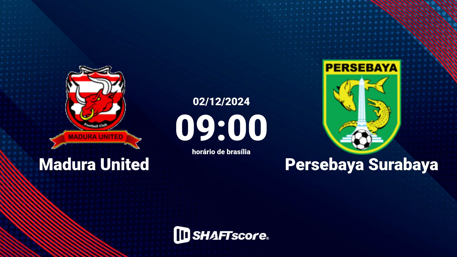 Estatísticas do jogo Madura United vs Persebaya Surabaya 02.12 09:00