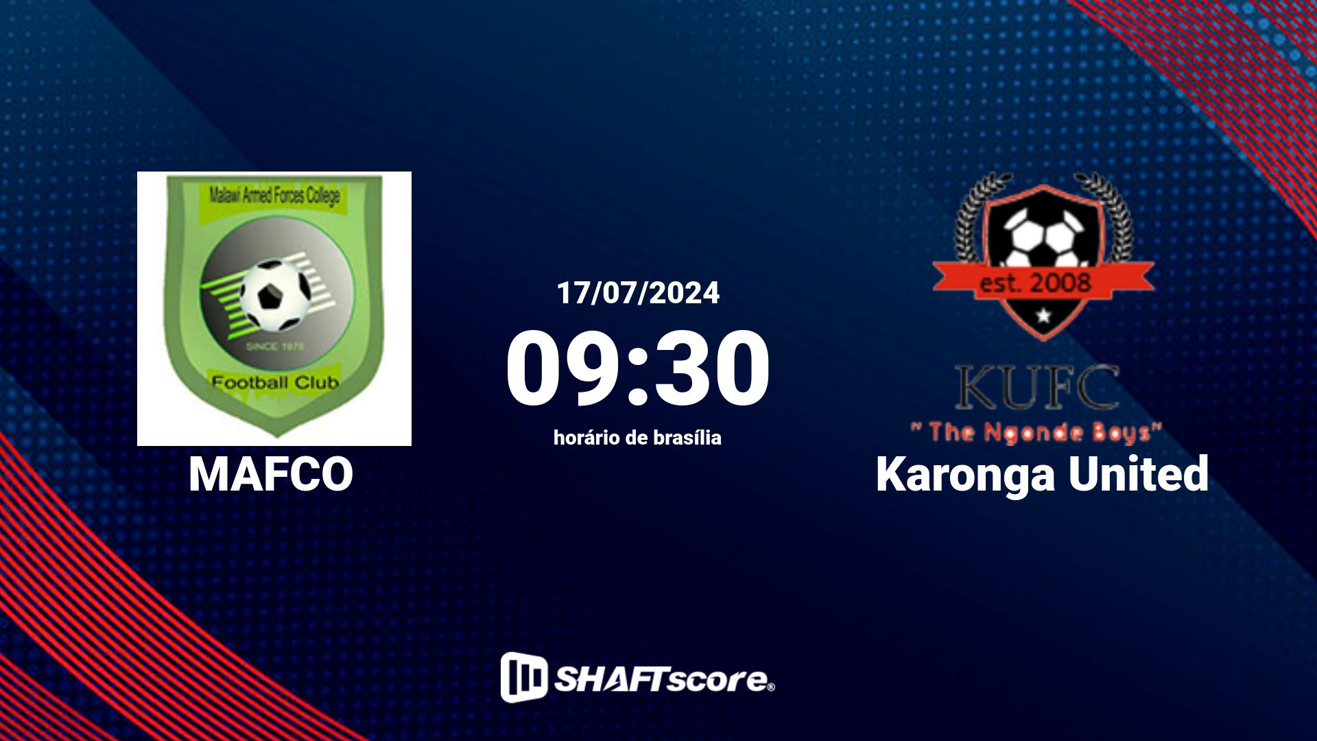 Estatísticas do jogo MAFCO vs Karonga United 17.07 09:30