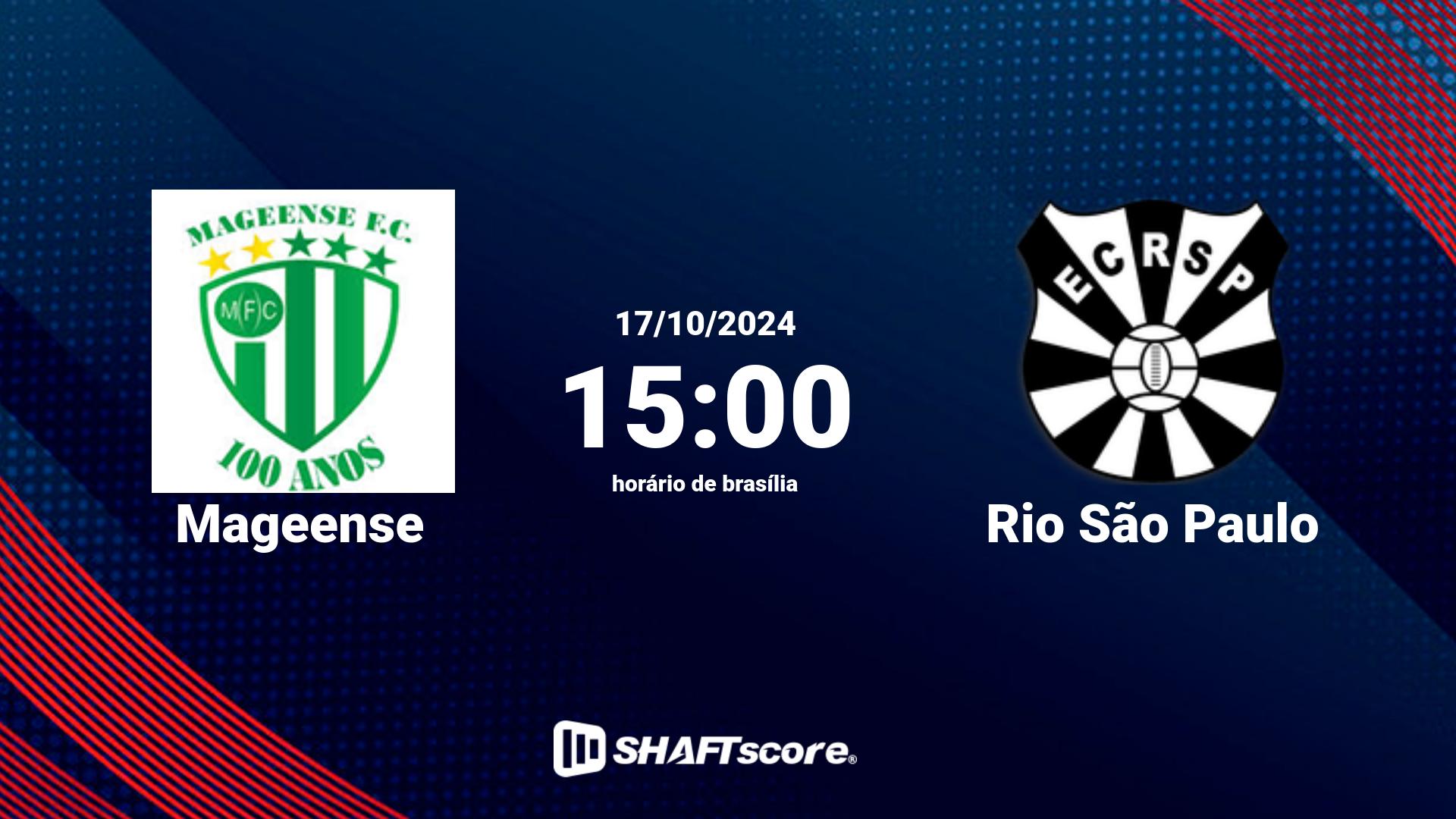 Estatísticas do jogo Mageense vs Rio São Paulo 17.10 15:00