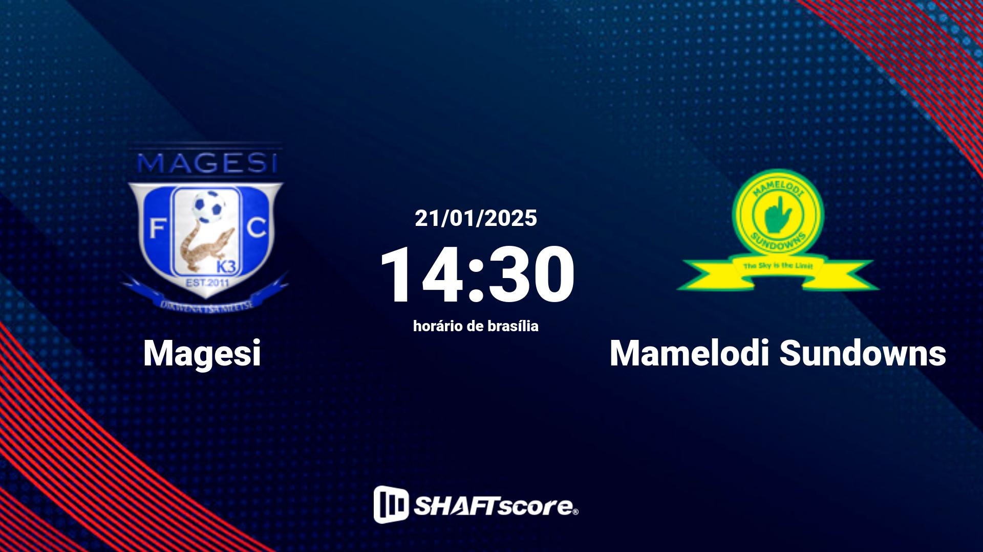 Estatísticas do jogo Magesi vs Mamelodi Sundowns 21.01 14:30