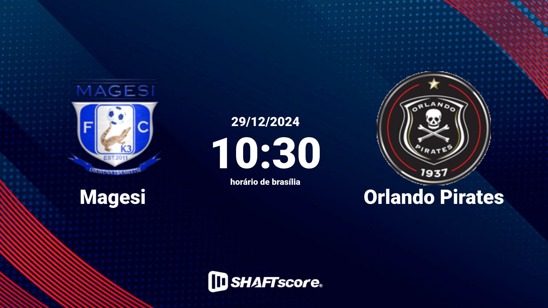 Estatísticas do jogo Magesi vs Orlando Pirates 29.12 10:30