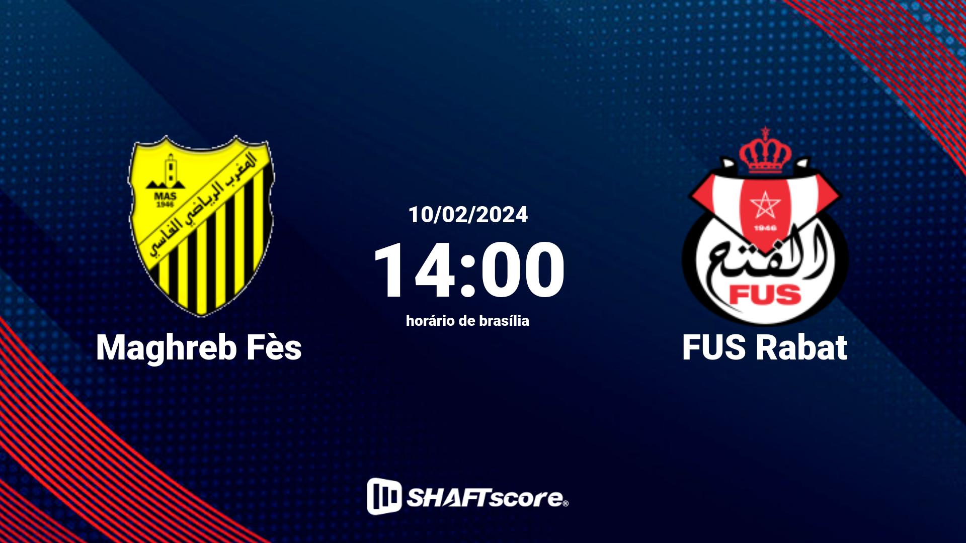 Estatísticas do jogo Maghreb Fès vs FUS Rabat 10.02 14:00