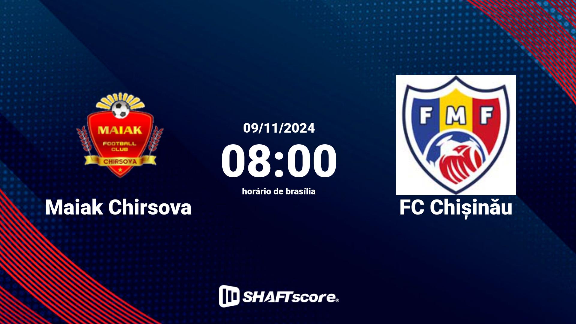 Estatísticas do jogo Maiak Chirsova vs FC Chișinău 09.11 08:00