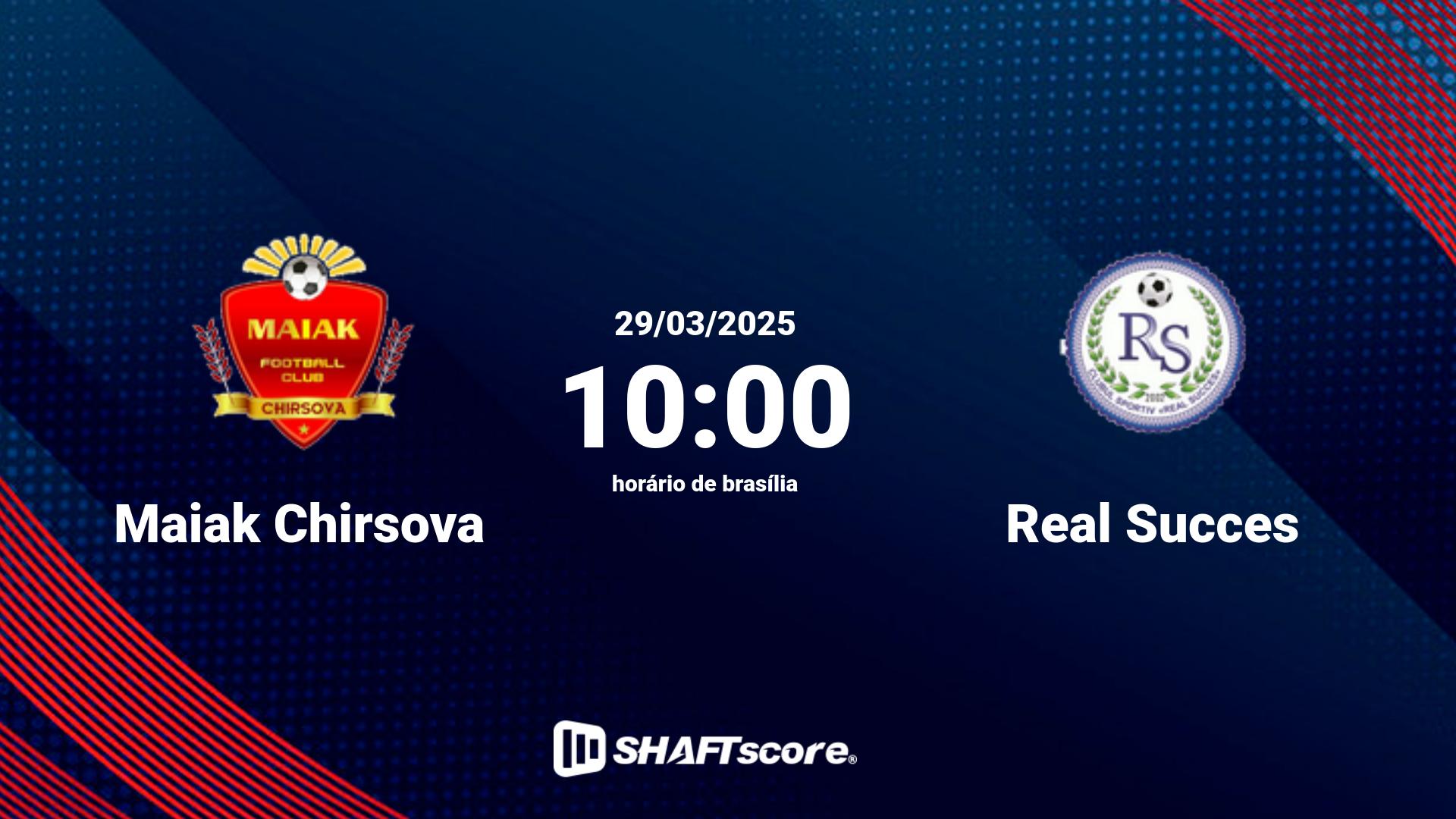 Estatísticas do jogo Maiak Chirsova vs Real Succes 29.03 10:00