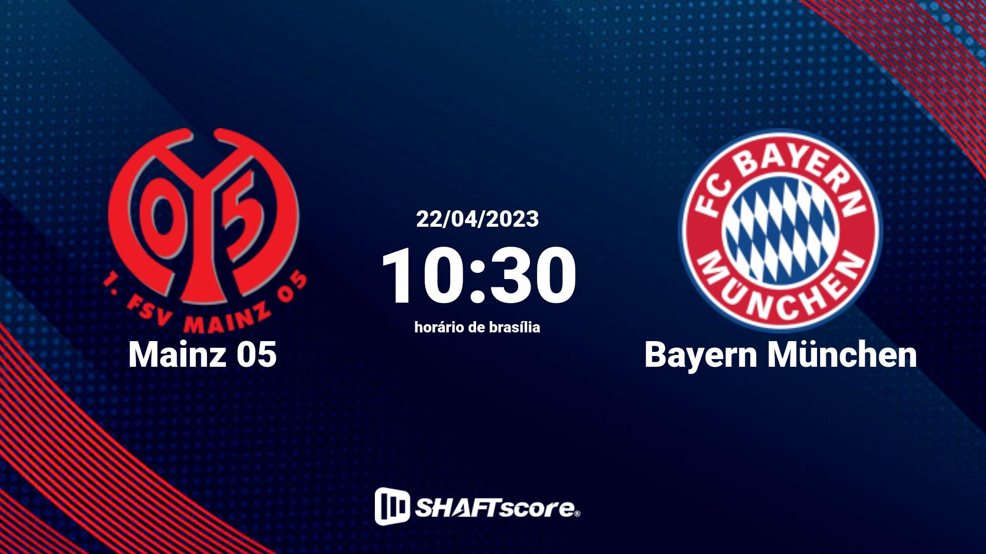 Estatísticas do jogo Mainz 05 vs Bayern München 22.04 10:30