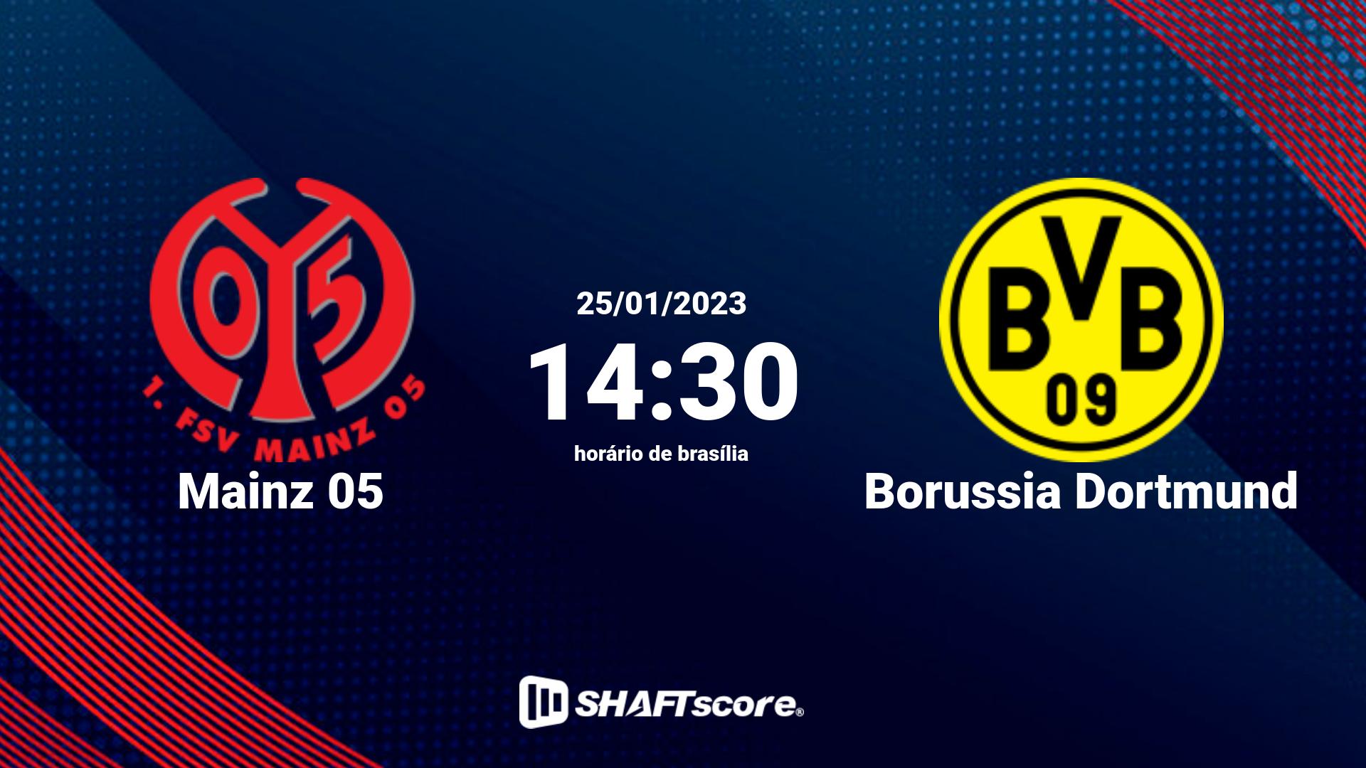 Estatísticas do jogo Mainz 05 vs Borussia Dortmund 25.01 14:30