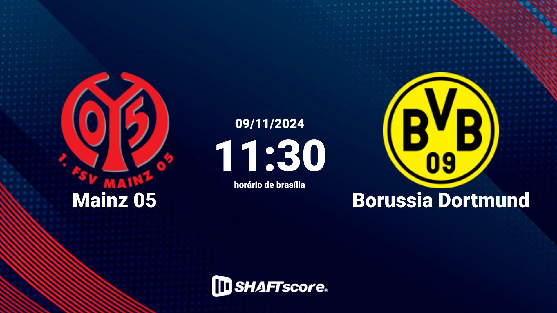 Estatísticas do jogo Mainz 05 vs Borussia Dortmund 09.11 11:30