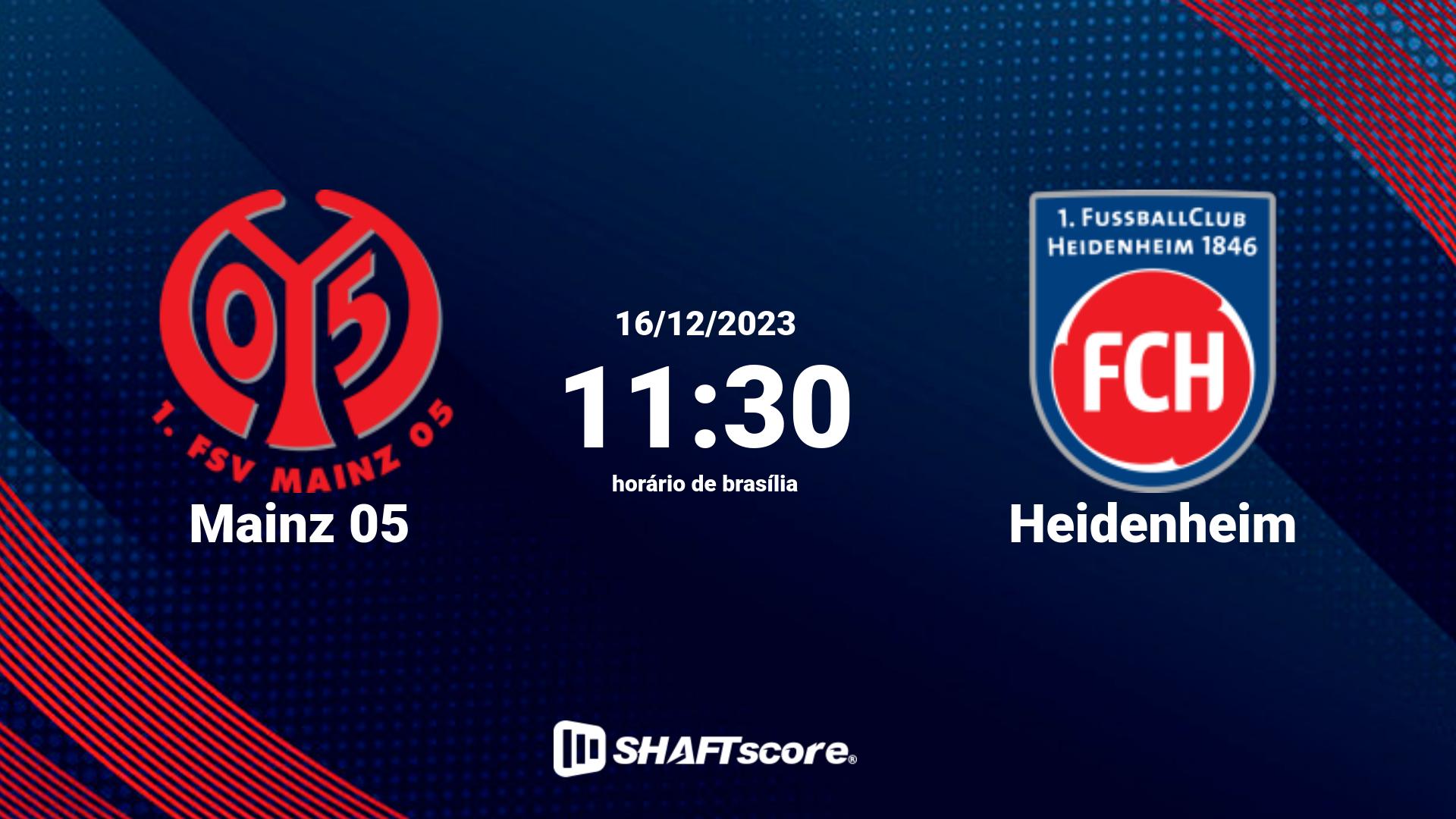 Estatísticas do jogo Mainz 05 vs Heidenheim 16.12 11:30