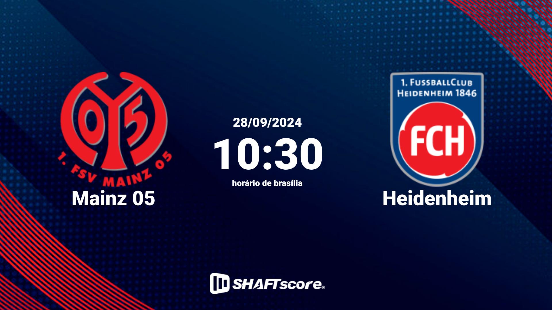 Estatísticas do jogo Mainz 05 vs Heidenheim 28.09 10:30