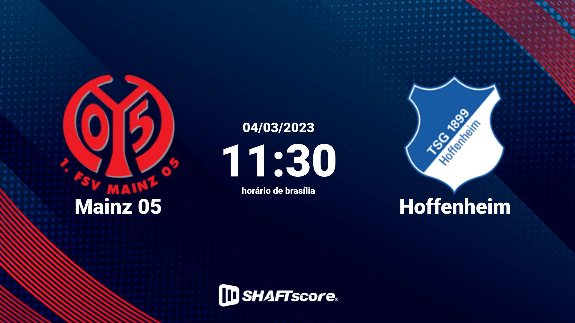 Estatísticas do jogo Mainz 05 vs Hoffenheim 04.03 11:30