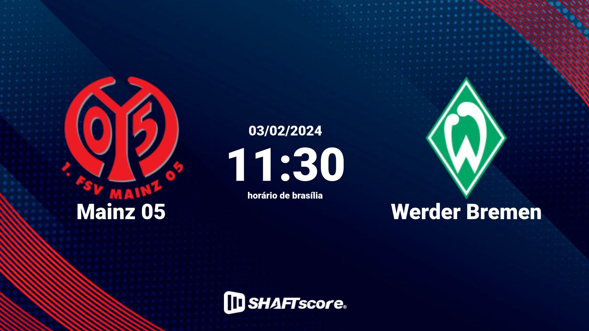 Estatísticas do jogo Mainz 05 vs Werder Bremen 03.02 11:30