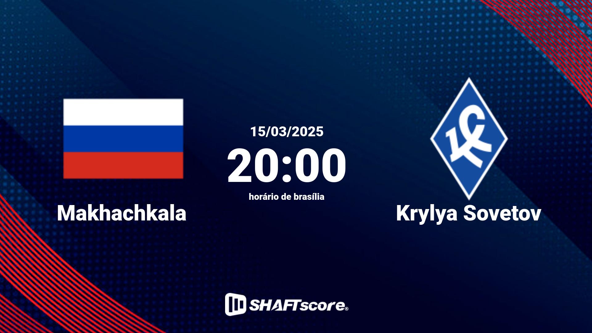 Estatísticas do jogo Makhachkala vs Krylya Sovetov 15.03 20:00