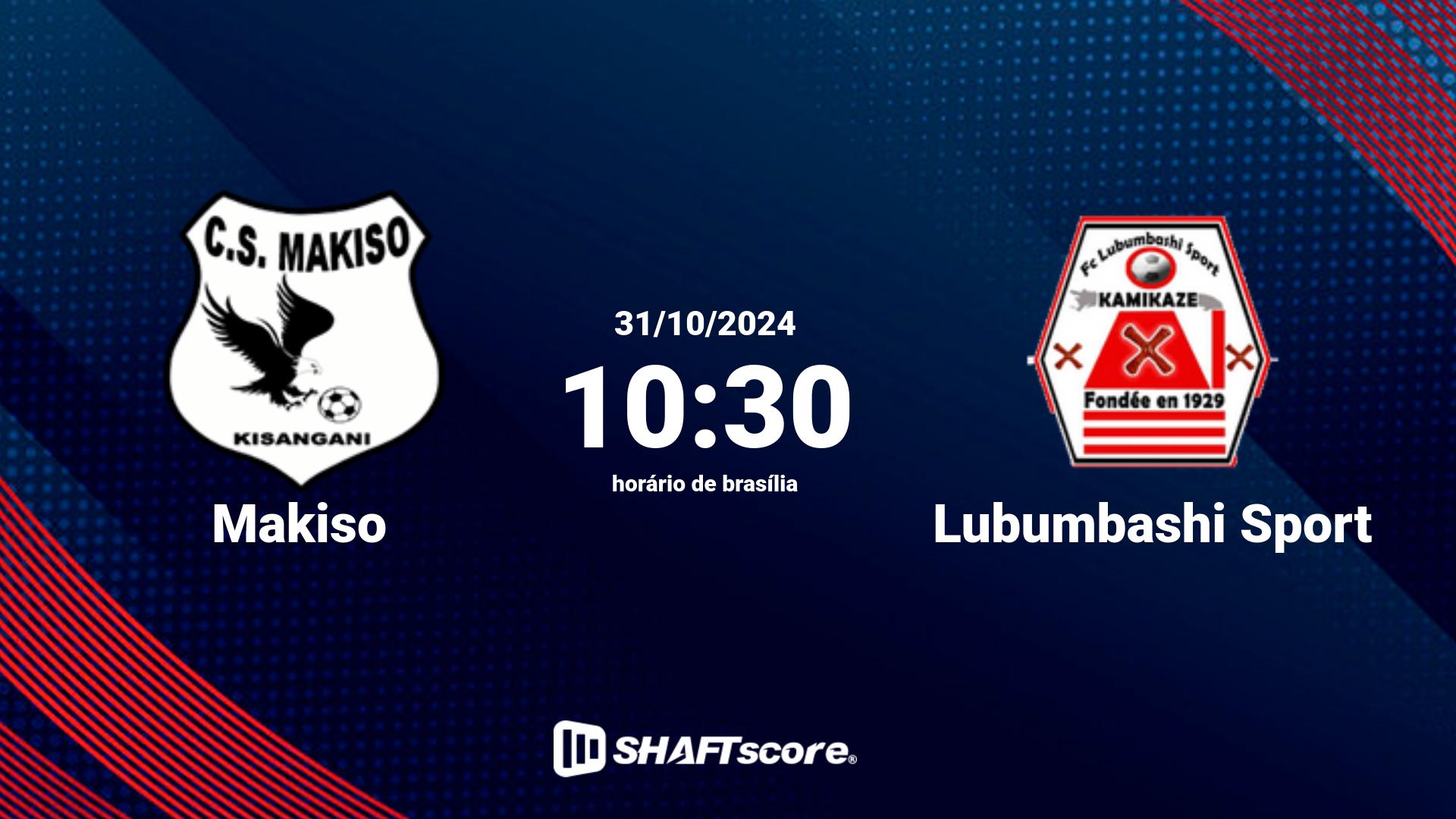 Estatísticas do jogo Makiso vs Lubumbashi Sport 31.10 10:30