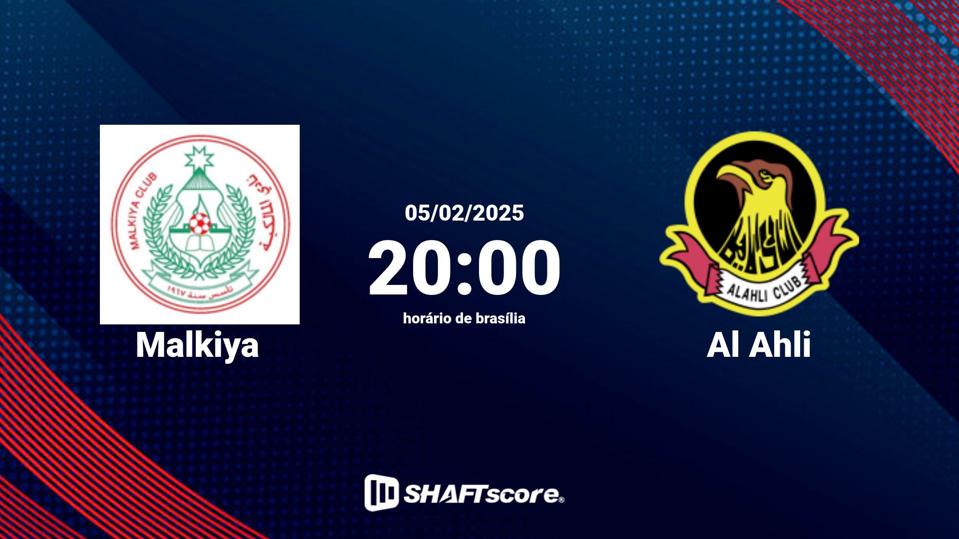 Estatísticas do jogo Malkiya vs Al Ahli 05.02 20:00