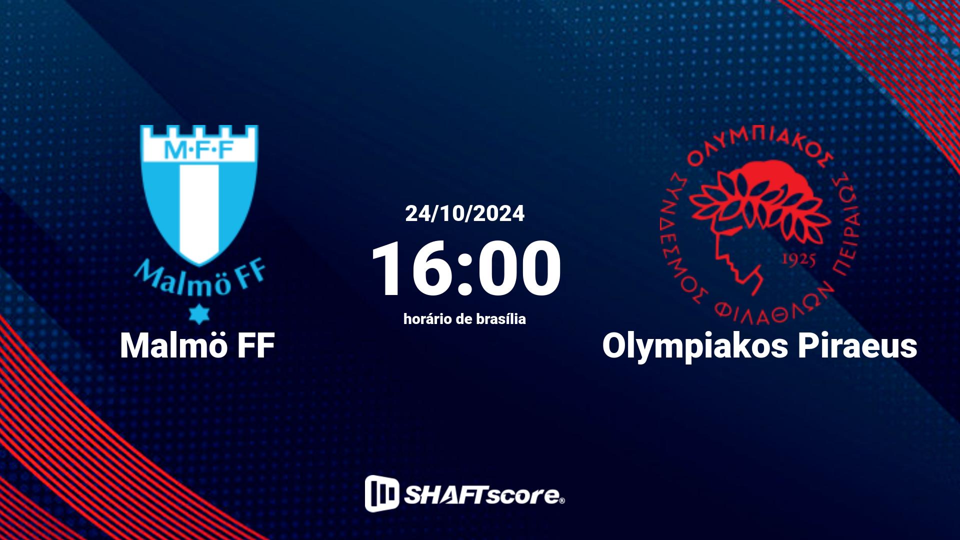 Estatísticas do jogo Malmö FF vs Olympiakos Piraeus 24.10 16:00