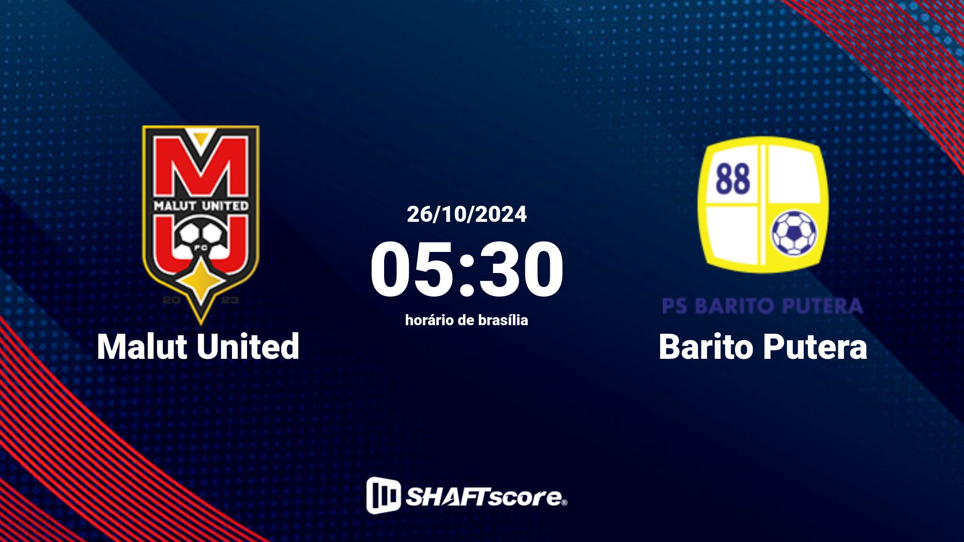 Estatísticas do jogo Malut United vs Barito Putera 26.10 05:30