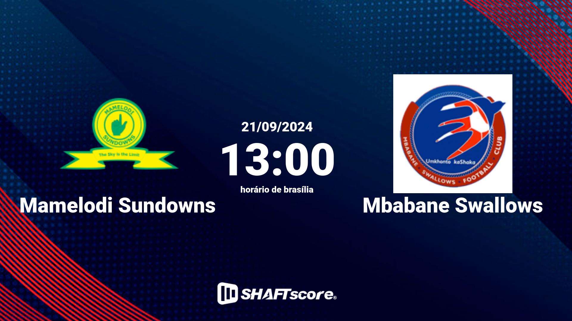 Estatísticas do jogo Mamelodi Sundowns vs Mbabane Swallows 21.09 13:00