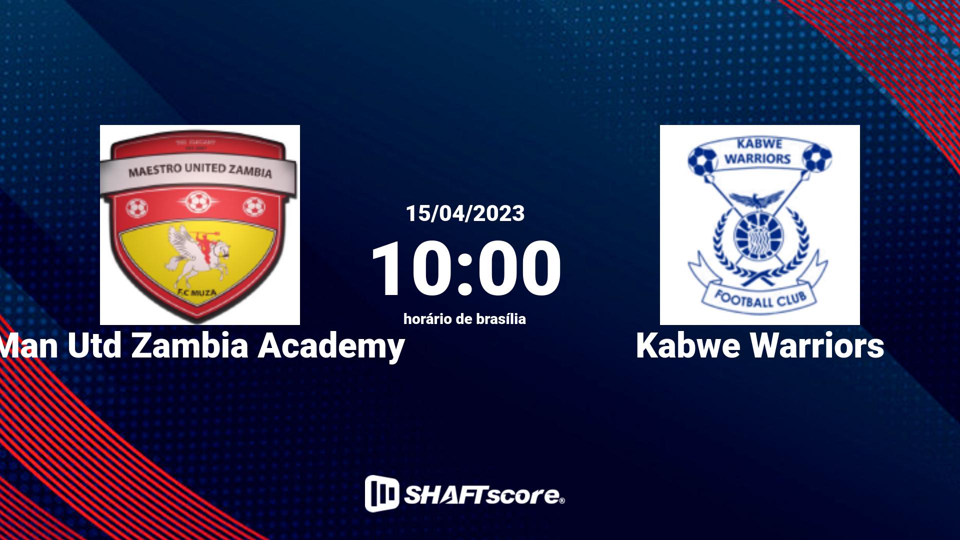 Estatísticas do jogo Man Utd Zambia Academy vs Kabwe Warriors 15.04 10:00