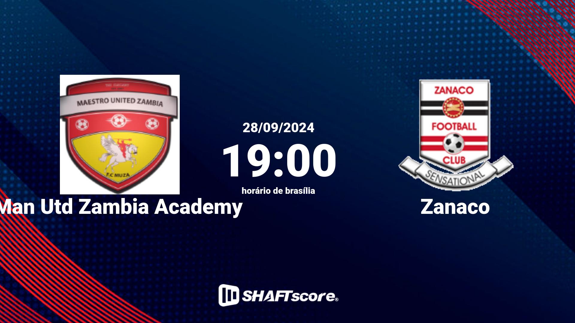 Estatísticas do jogo Man Utd Zambia Academy vs Zanaco 28.09 19:00