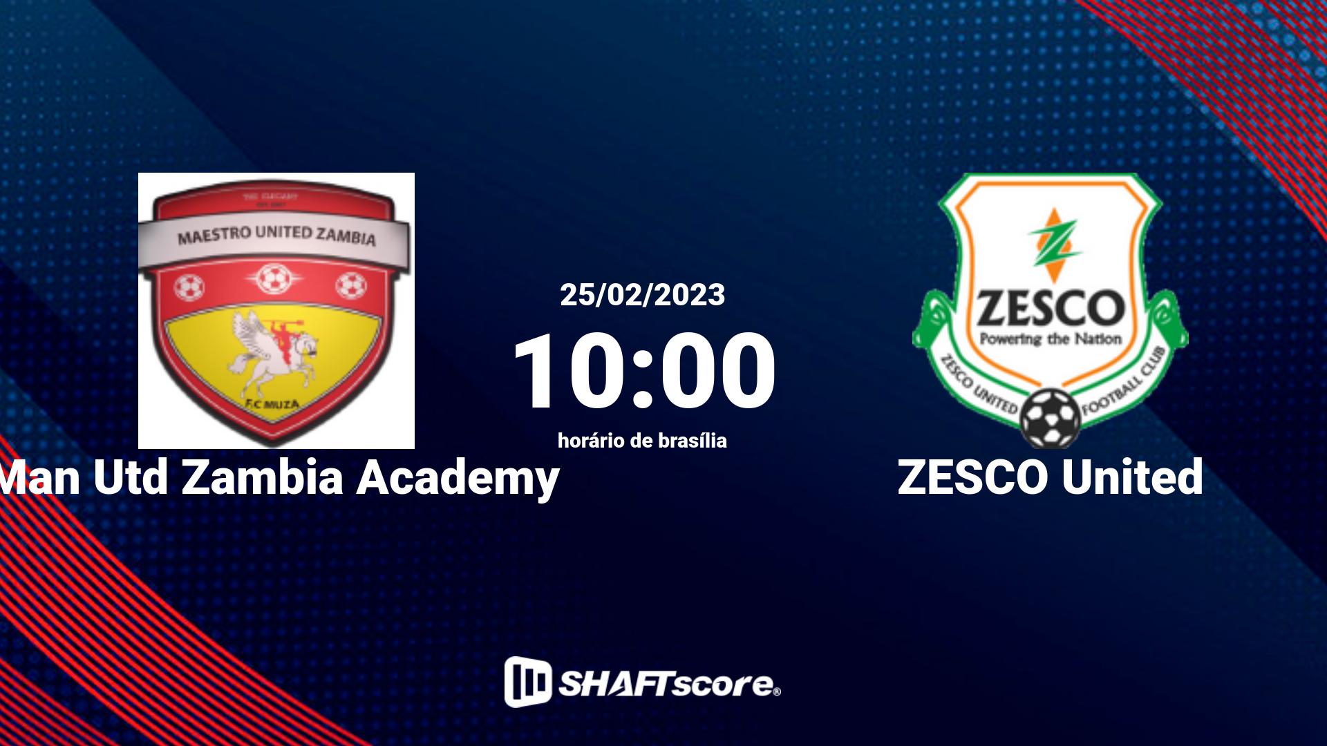 Estatísticas do jogo Man Utd Zambia Academy vs ZESCO United 25.02 10:00