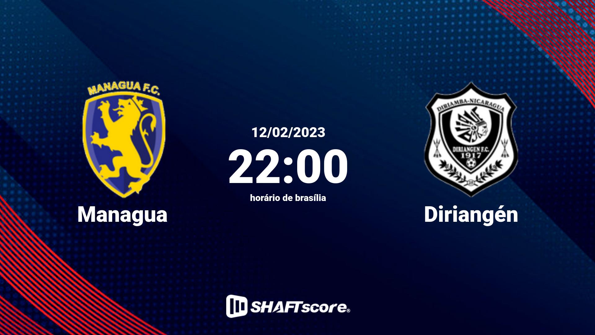 Estatísticas do jogo Managua vs Diriangén 12.02 22:00