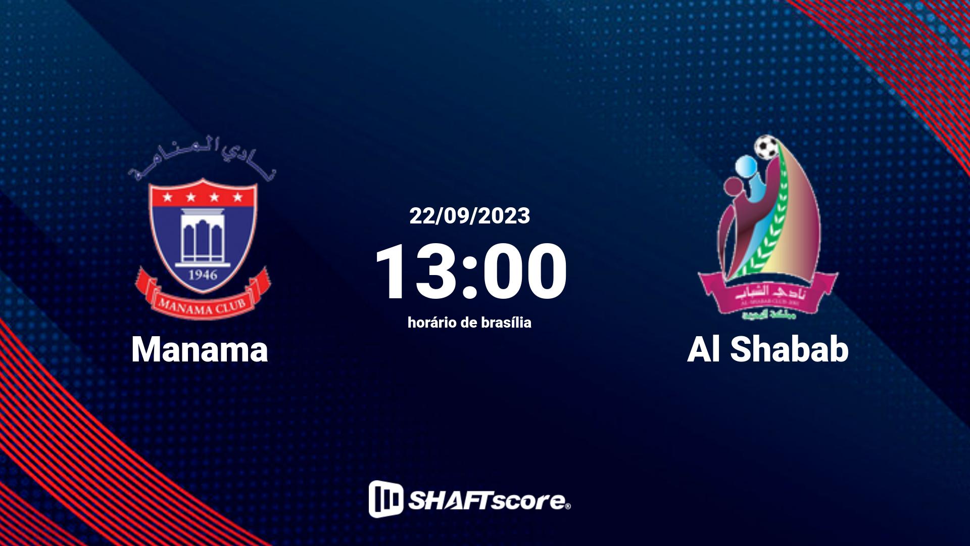 Estatísticas do jogo Manama vs Al Shabab 22.09 13:00