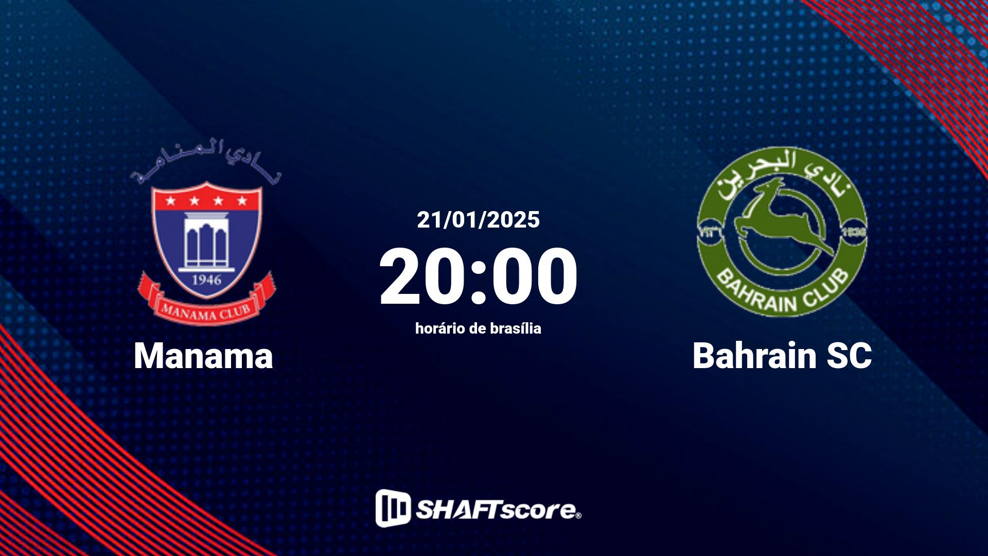 Estatísticas do jogo Manama vs Bahrain SC 21.01 20:00