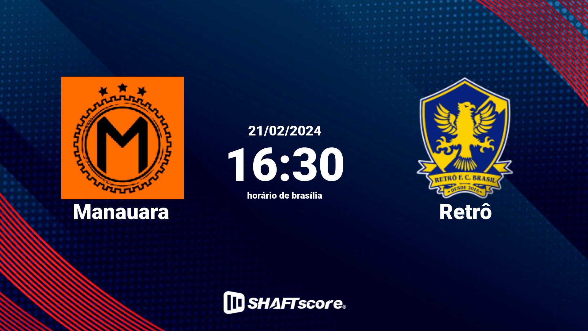 Estatísticas do jogo Manauara vs Retrô 21.02 16:30