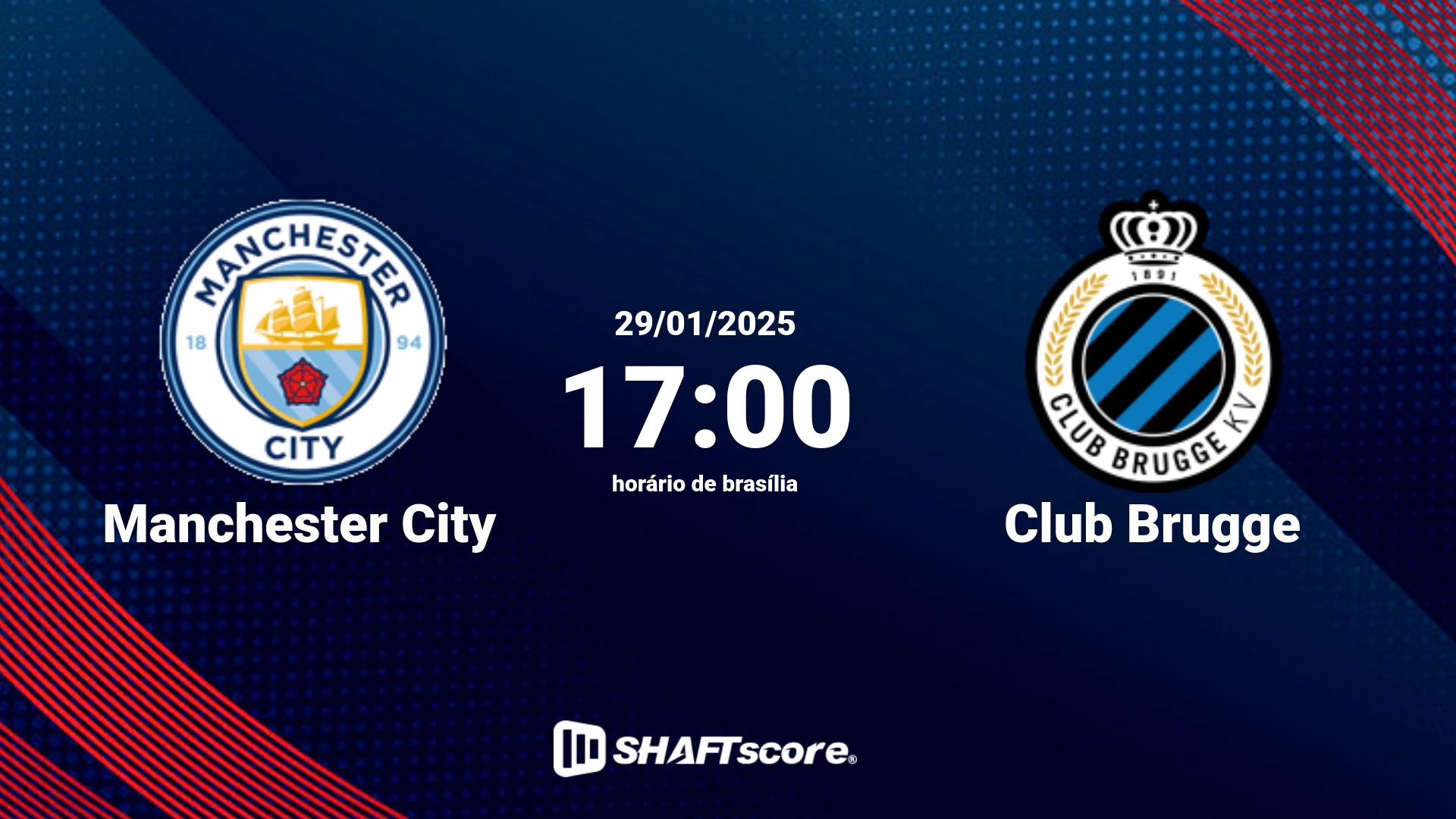 Estatísticas do jogo Manchester City vs Club Brugge 29.01 17:00