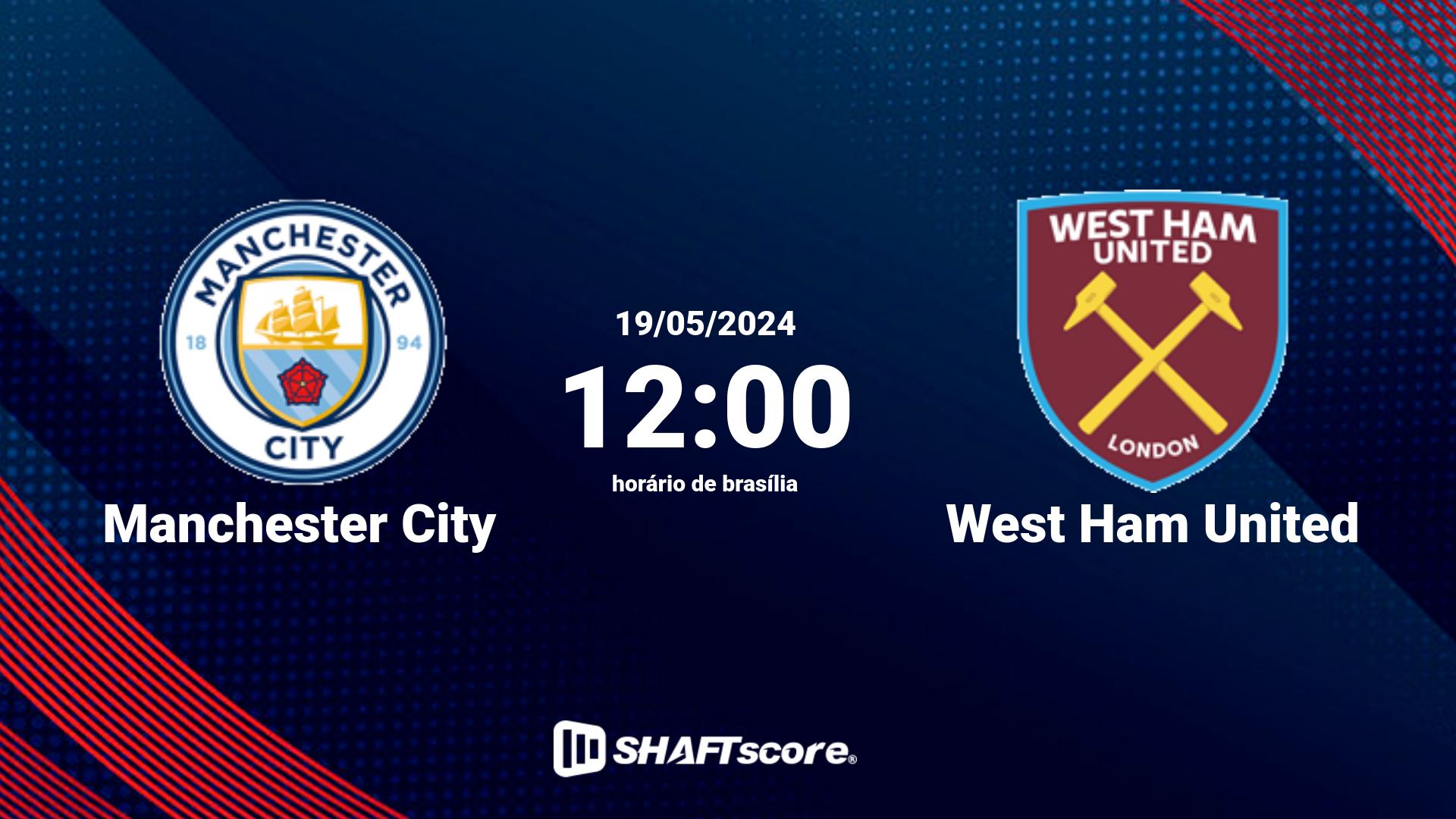 Estatísticas do jogo Manchester City vs West Ham United 19.05 12:00