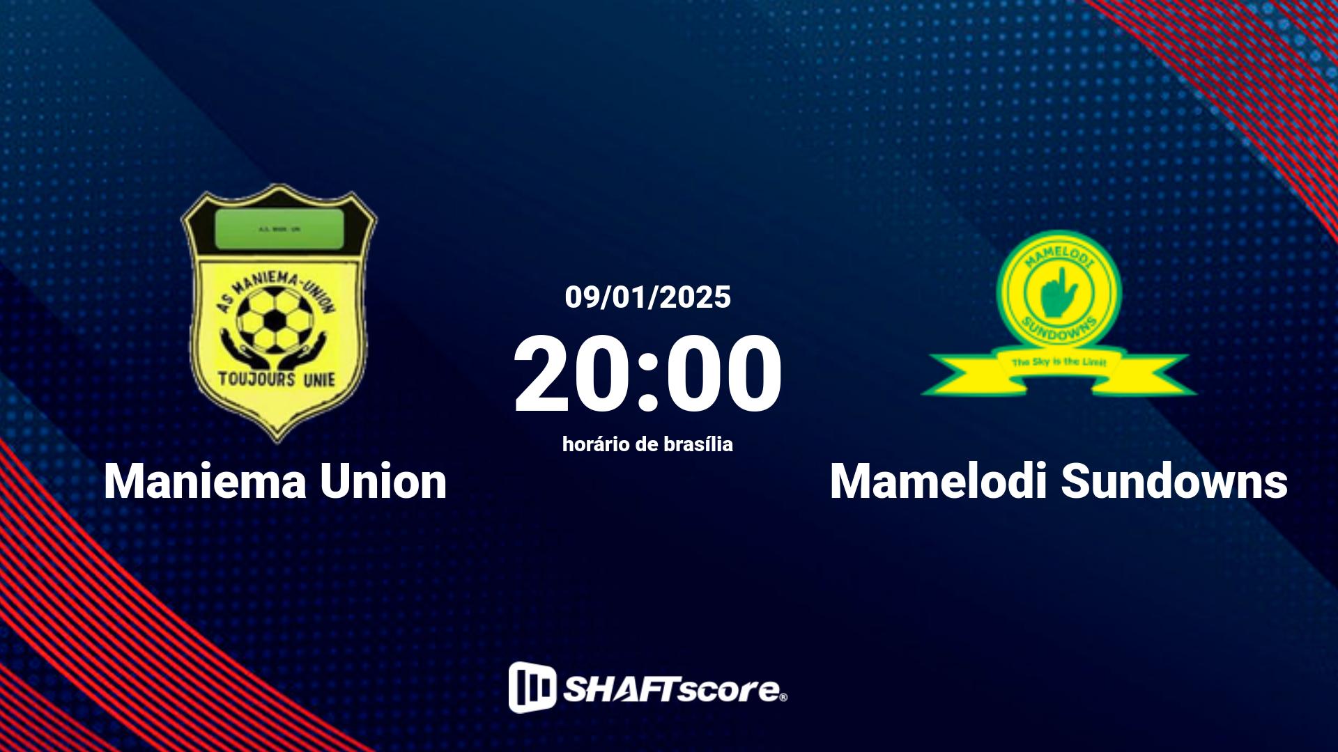 Estatísticas do jogo Maniema Union vs Mamelodi Sundowns 09.01 20:00