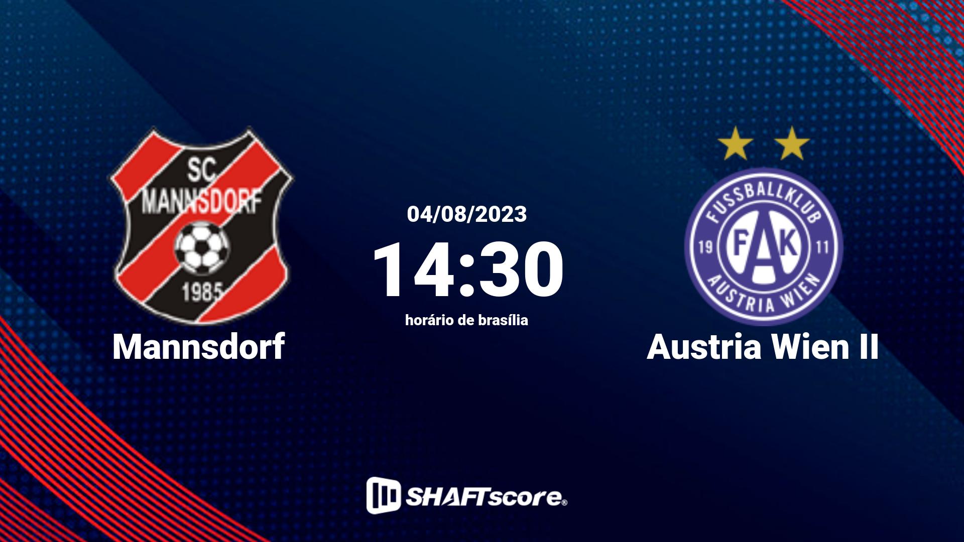 Estatísticas do jogo Mannsdorf vs Austria Wien II 04.08 14:30