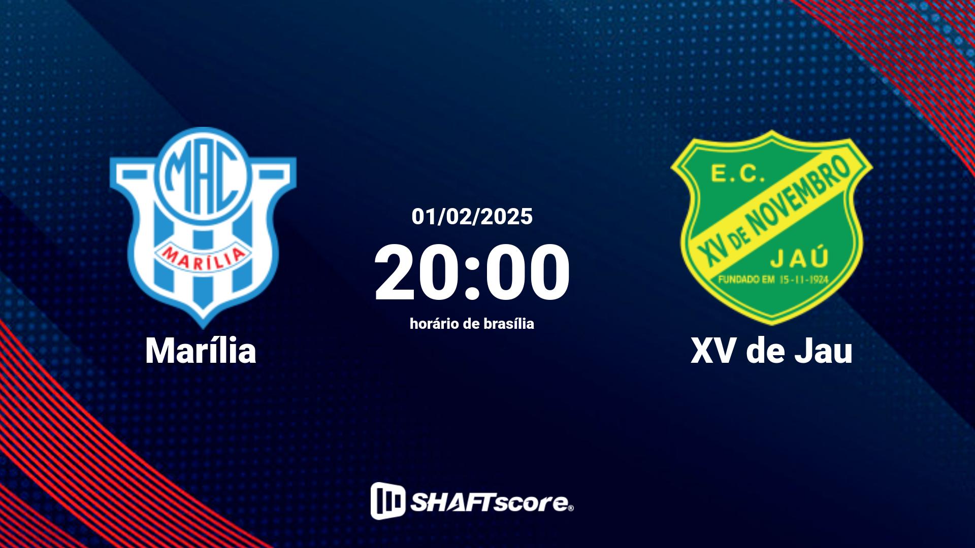 Estatísticas do jogo Marília vs XV de Jau 01.02 20:00