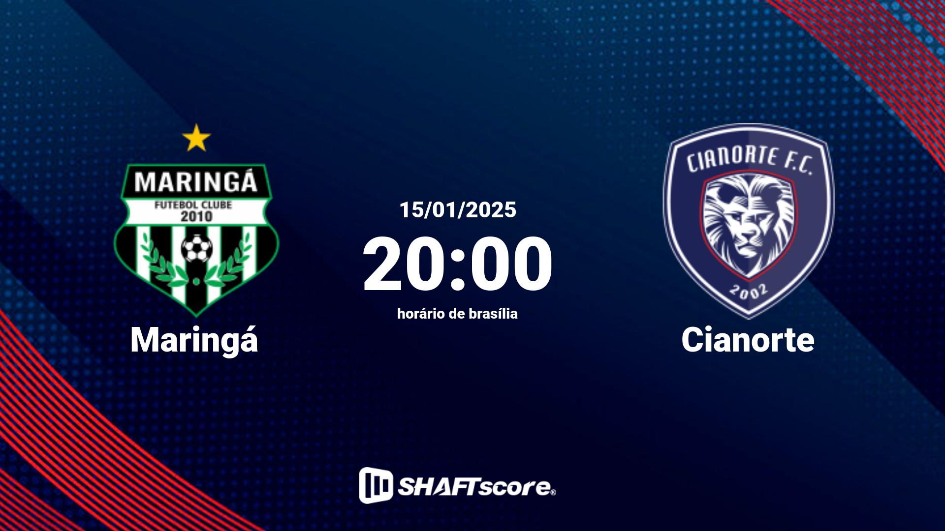 Estatísticas do jogo Maringá vs Cianorte 15.01 20:00