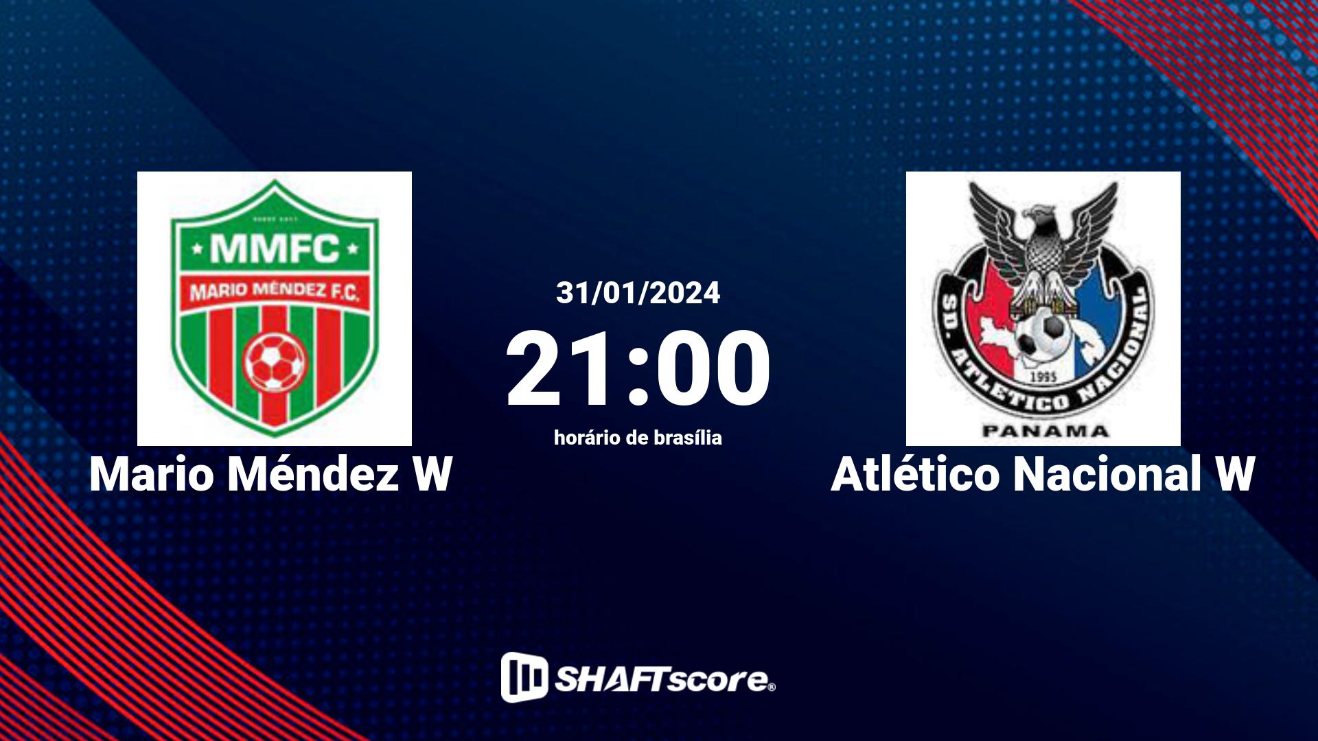 Estatísticas do jogo Mario Méndez W vs Atlético Nacional W 31.01 21:00