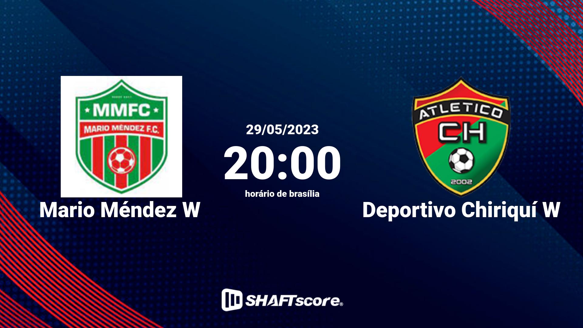 Estatísticas do jogo Mario Méndez W vs Deportivo Chiriquí W 29.05 20:00