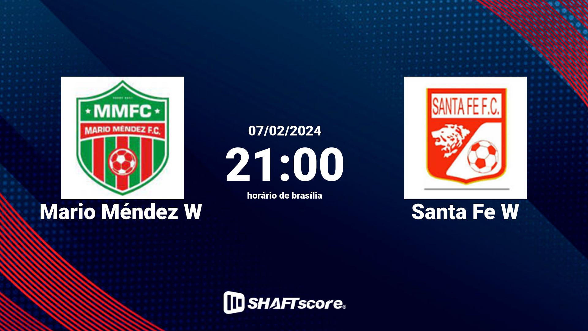 Estatísticas do jogo Mario Méndez W vs Santa Fe W 07.02 21:00