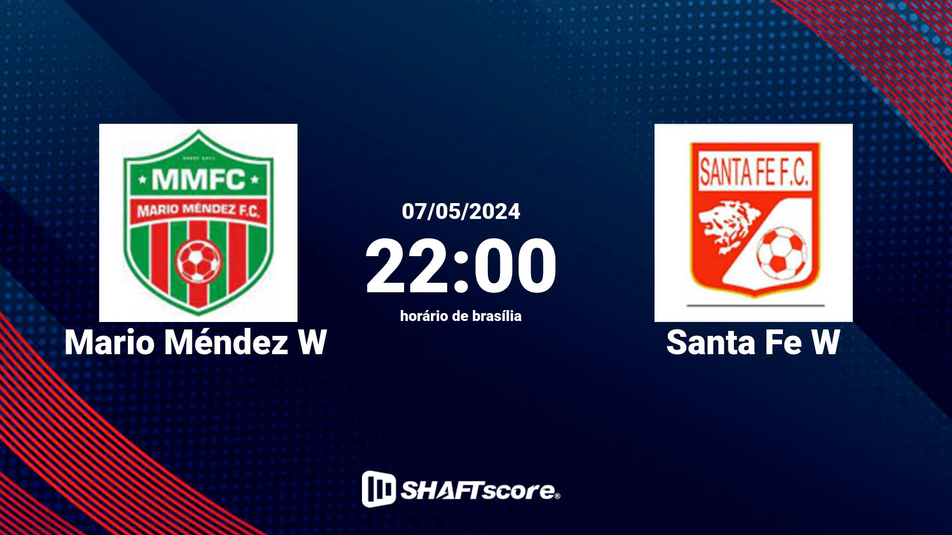 Estatísticas do jogo Mario Méndez W vs Santa Fe W 07.05 22:00