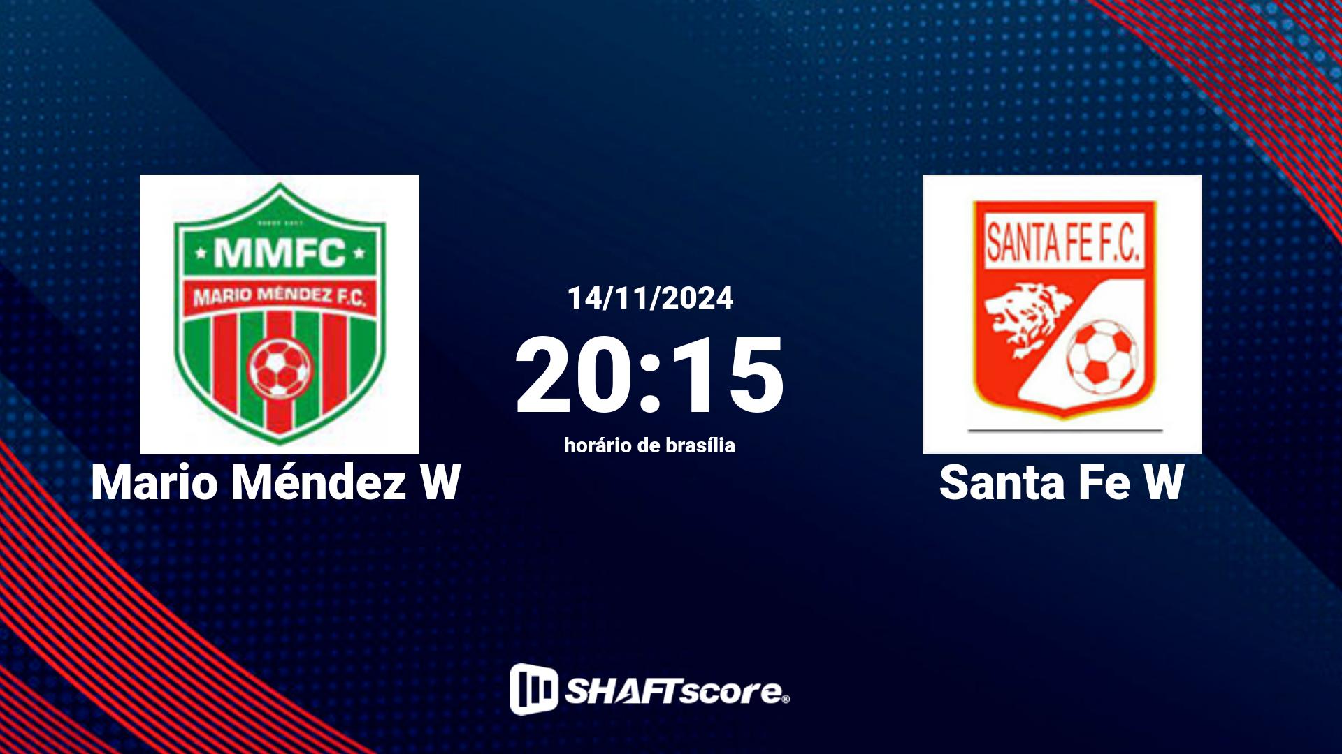 Estatísticas do jogo Mario Méndez W vs Santa Fe W 14.11 20:15